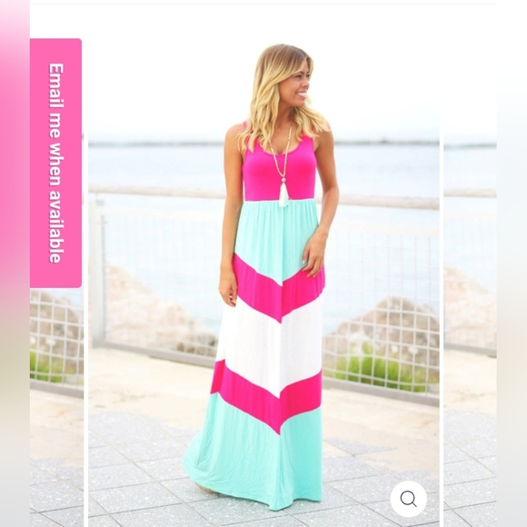 Saved by the Dress Maxi Dress, Size L, Pink & Mint - Picture 3 of 9